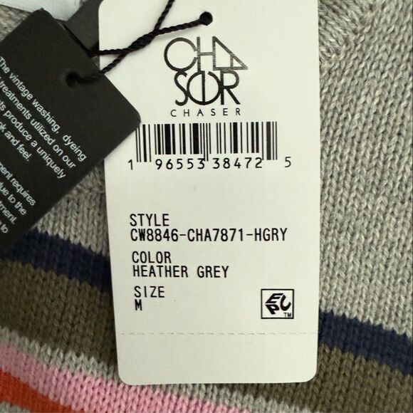 Gray Star Pattern Sweater Chaser Brand Stars & Stripes Heather Gray Sweater - Picture 4 of 10